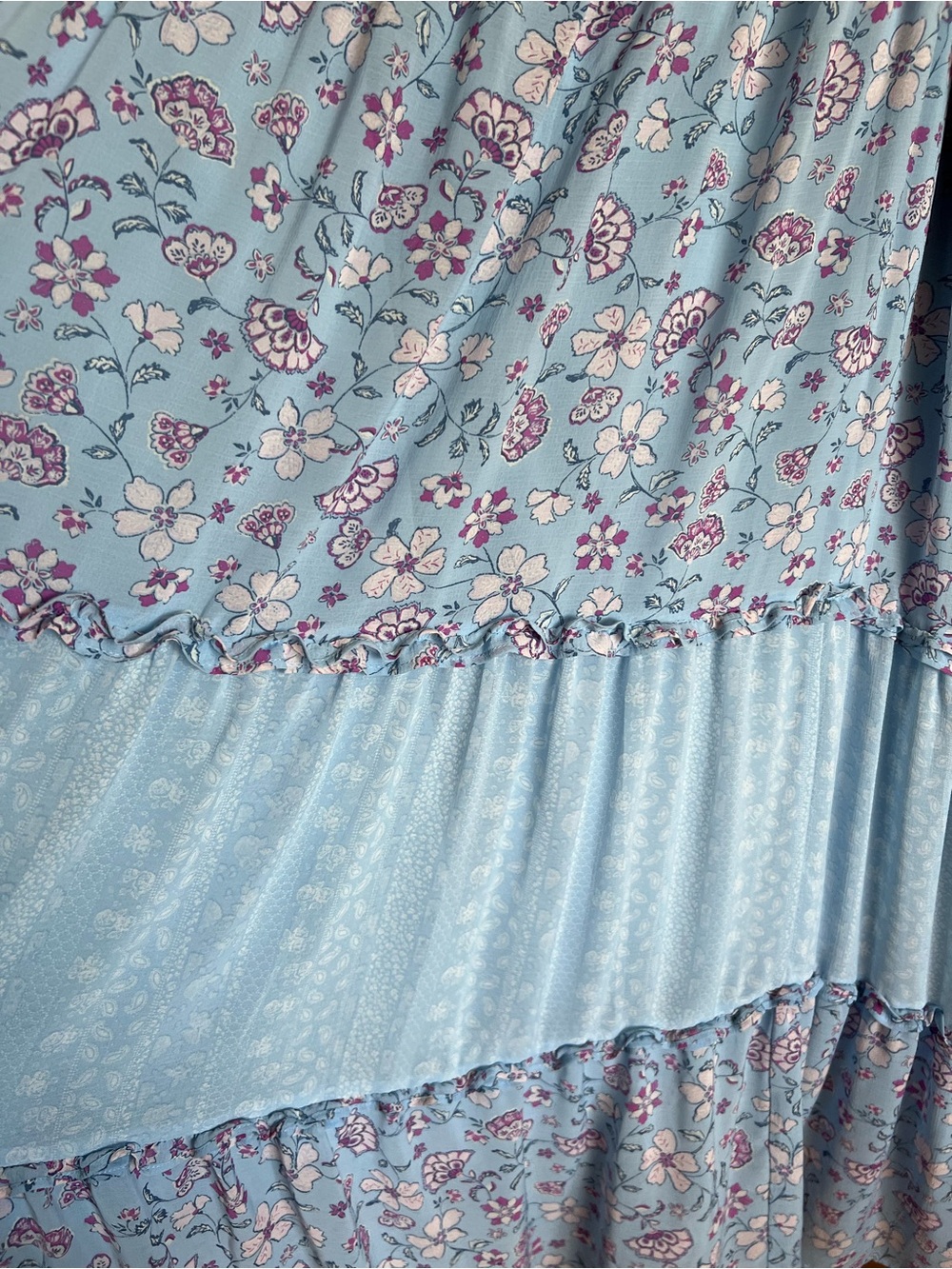 torrid Light Blue Floral Tiered Dress with Pink Accents